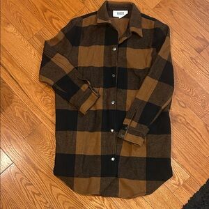 BB Dakota by Steve Madden Women's Black and Brown Checkered Shirt